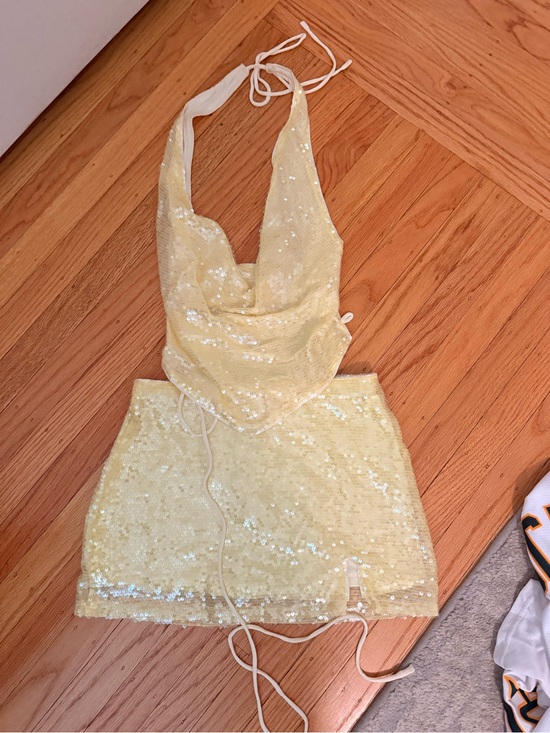 Hello Molly Dresses & Skirts - Hello Molly Pale Yellow Sequin Halter Set